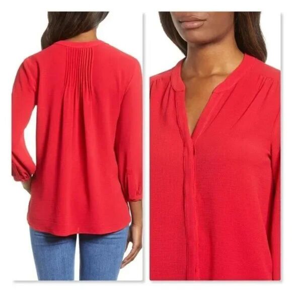 Gibson Back Pleat Blouse - size XL in Red - Picture 2 of 11